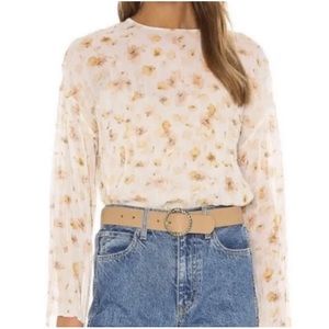 NEW with Tags Vince Semi Sheer Floral Pressed Petal Pleat Crinkle Blouse Cami XL